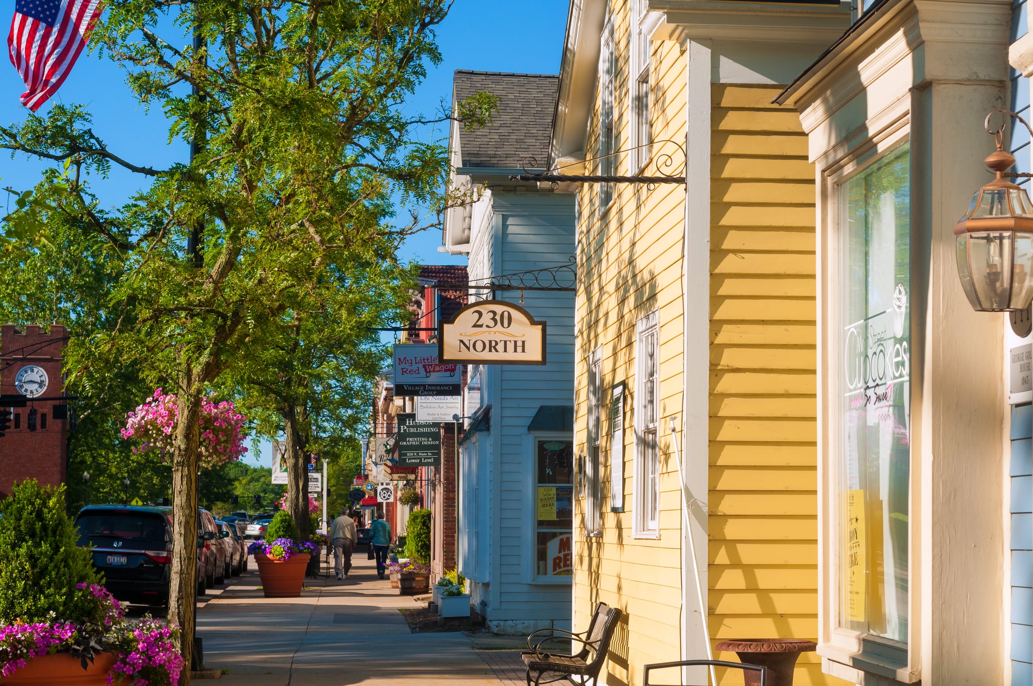 colorful buildings with 230 North sign